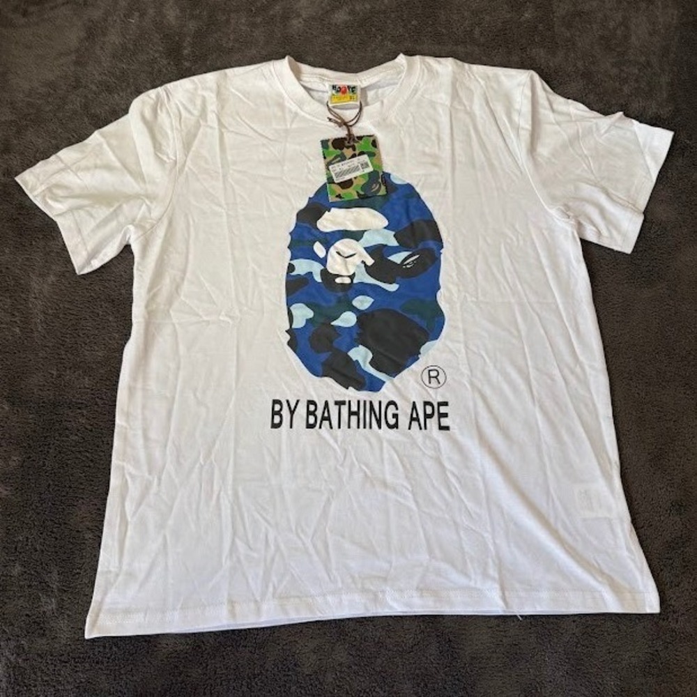 A Bathing Ape BAPE Blue Camo Ape Head White T-Shirt XL 001ZPE301017X